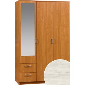   Wenecja 1 gardróbszekrény 3 ajtó 2 fiók tükörrel - Fehér tölgy