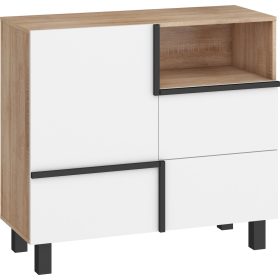   Lars komód 1 ajtó 2 fiók - Világos Sonoma tölgy - Fehér