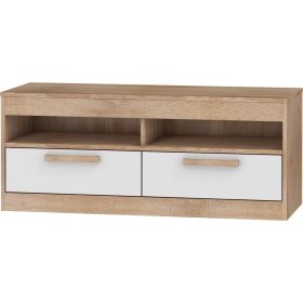   Maximus  TV-állvány 2 fiók - Világos Sonoma tölgy - Fényes fehér