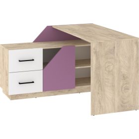   Pax 120L sarok íróasztal kombináció balos - Endgrain tölgy - Fehér - Levendula