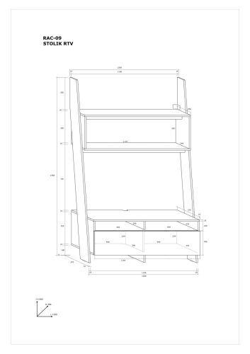 Rack TV-állvány 1 ajtó - Fehér tölgy - Arany tölgy