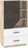 Pax 80 alacsony könyvespolc 1 ajtó 2 fiók - Endgrain tölgy - Fehér - Granada barna