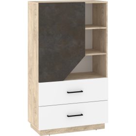   Pax 80 alacsony könyvespolc 1 ajtó 2 fiók - Endgrain tölgy - Fehér - Granada barna