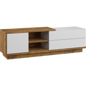   Hybrid TV-állvány 1 ajtó 2 fiók - Burgundy tölgy - Fényes fehér