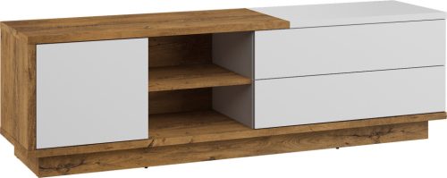 Hybrid TV-állvány 1 ajtó 2 fiók - Burgundy tölgy - Fényes fehér