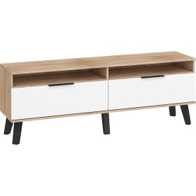   Sven TV-állvány 2 ajtó - Világos Sonoma tölgy - Fényes fehér