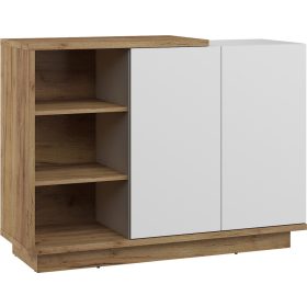 Hybrid komód 2 ajtó - Arany tölgy - Fényes fehér