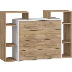 Rio komód 4 fiók - Fehér tölgy - Arany tölgy