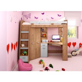 Antresola galériaágy balos - Arany tölgy - Fehér tölgy