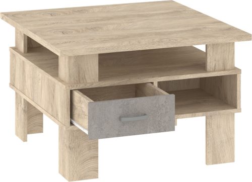 Gamma dohányzóasztal - Endgrain tölgy - Beton szürke