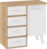 Nordis komód 1 ajtó 4 fiók - Cremona tölgy - Fehér