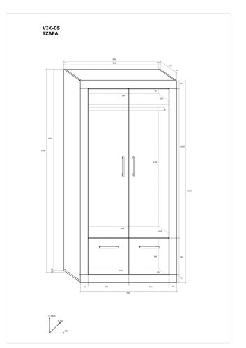 Viki gardróbszekrény 4 ajtó - Artisan tölgy - Beton fekete