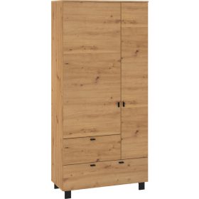   Vegas gardróbszekrény 2 ajtó 2 fiók - Artisan tölgy - Fekete