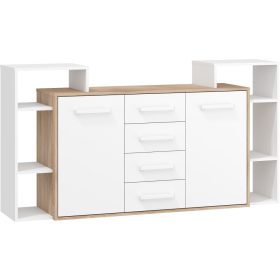 Rio komód 2 ajtó 4 fiók - Világos Sonoma tölgy - Fehér