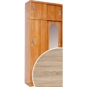   Aleksander 1 Z  tolóajtós gardróbszekrény tükörrel - Világos Sonoma tölgy