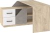 Pax 120L sarok íróasztal kombináció balos - Endgrain tölgy - Fehér - Beton szürke