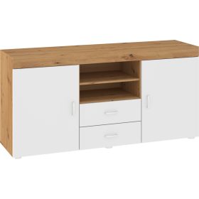   Mamba komód 2 ajtó 2 fiók - Artisan tölgy - Fényes fehér