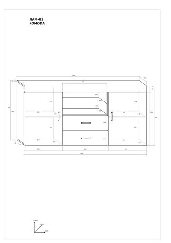 Mamba komód 2 ajtó 2 fiók - Artisan tölgy - Fényes fehér