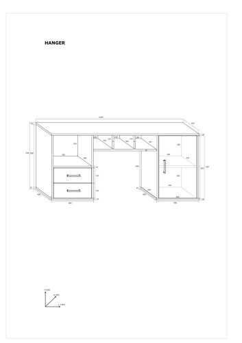 Hanger falra szerelhető íróasztal - Grange tölgy - Fényes fehér