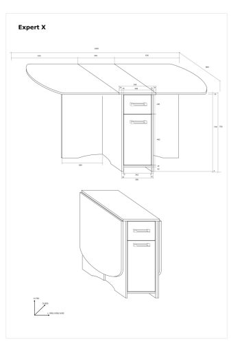 Expert X összecsukható étkezőasztal - Fehér tölgy