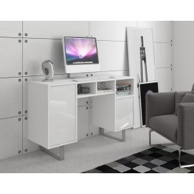 King íróasztal 2 ajtó - Fehér - Fényes fehér