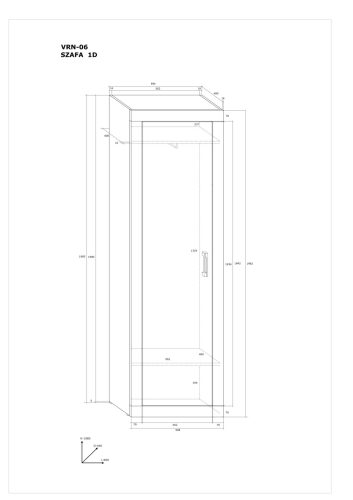Verin gardróbszekrény 1 ajtó - Világos Sonoma tölgy - Fényes fehér