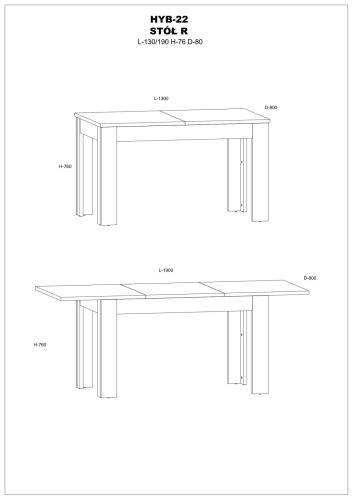 Hybrid kihúzható étkezőasztal - Artisan tölgy - Fehér