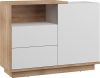 Hybrid komód 1 ajtó 2 fiók - Világos Sonoma tölgy - Fényes fehér