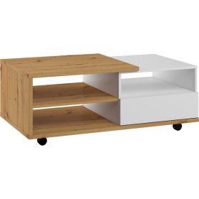   Hybrid dohányzóasztal 2 fiók téglalap alakú - Artisan tölgy - Fényes fehér