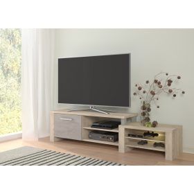 Orion TV-állvány 1 ajtó - Endgrain tölgy - Beton szürke