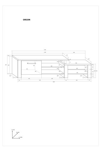 Orion TV-állvány 1 ajtó - Endgrain tölgy - Beton szürke