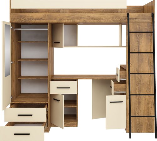 Smyk galériaágy jobbos - Burgundy tölgy - Krém