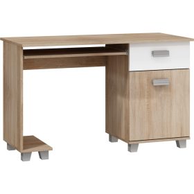   Solo számítógépasztal 1 ajtó 1 fiók - Világos Sonoma tölgy - Fényes fehér