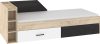 Pax 90L ágykeret 2 fiók balos - Endgrain tölgy - Fehér - Beton fekete