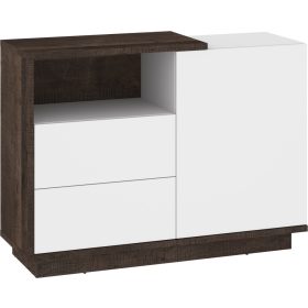   Hybrid komód 1 ajtó 2 fiók - Grange tölgy - Fényes fehér