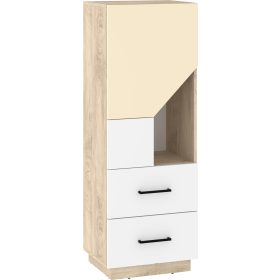   Pax 50 alacsony könyvespolc 2 ajtó 2 fiók - Endgrain tölgy - Fehér - Krém