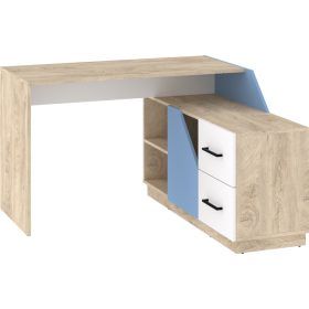   Pax 120P sarok íróasztal kombináció jobbos - Endgrain tölgy - Fehér - Világos kék