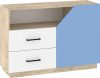 Pax 120 komód 1 ajtó 2 fiók - Endgrain tölgy - Fehér - Világos kék