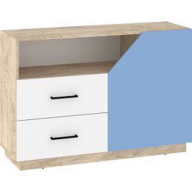   Pax 120 komód 1 ajtó 2 fiók - Endgrain tölgy - Fehér - Világos kék