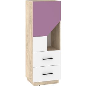   Pax 50 alacsony könyvespolc 2 ajtó 2 fiók - Endgrain tölgy - Fehér - Levendula