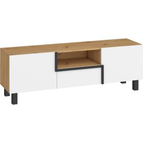 Lars TV-állvány 2 ajtó 1 fiók - Artisan tölgy - Fehér