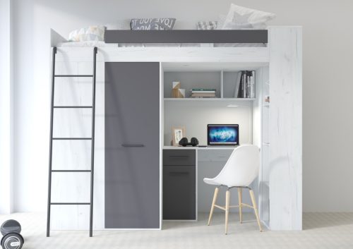 Verana galériaágy balos - Fehér tölgy - Szürke