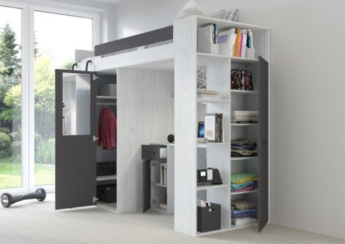 Verana galériaágy balos - Fehér tölgy - Szürke