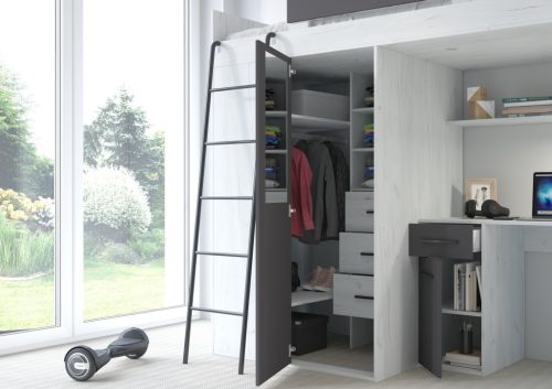 Verana galériaágy balos - Fehér tölgy - Szürke