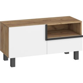 Lars TV-állvány 1 ajtó 1 fiók - Arany tölgy - Fehér