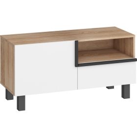   Lars TV-állvány 1 ajtó 1 fiók - Világos Sonoma tölgy - Fehér