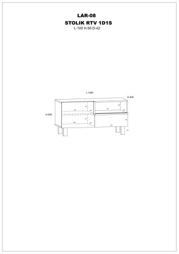 Lars TV-állvány 1 ajtó 1 fiók - Világos Sonoma tölgy - Fehér