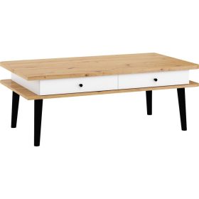   Dolce dohányzóasztal 4 fiók téglalap alakú - Artisan tölgy - Fényes fehér