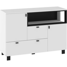 Vegas komód 2 ajtó 2 fiók - Fehér - Fekete