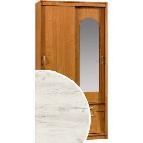   Aleksander 3 Z tolóajtós gardróbszekrény tükörrel - Fehér tölgy